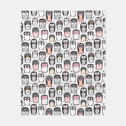 illustratie pinguïn achtergrond fleece deken (Voorkant)
