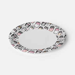 illustratie pinguïn achtergrond papieren bordje