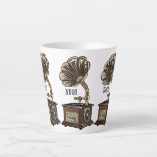 illustratie Platenspeler cartoon Latte Mok