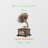 illustratie Platenspeler cartoon Raamsticker (Vel)