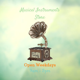 illustratie Platenspeler cartoon Raamsticker