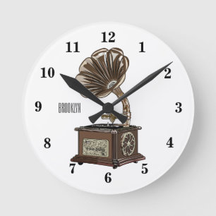 illustratie Platenspeler cartoon Ronde Klok