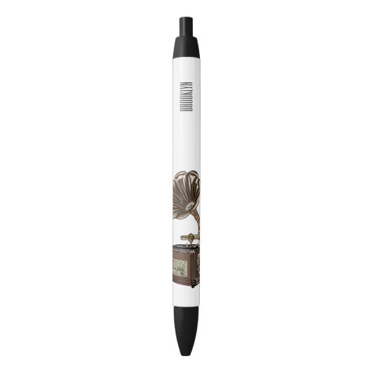 illustratie Platenspeler cartoon Zwarte Inkt Pen (Voorkant Verticaal)