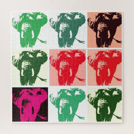 Illustratie pop Art Elephant Retro Legpuzzel (Verticaal)