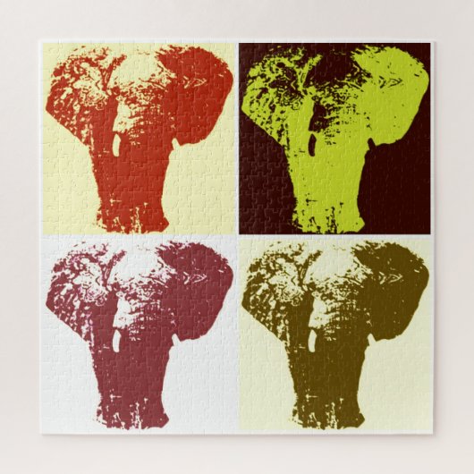 Illustratie pop Art Elephant Retro Legpuzzel (Verticaal)