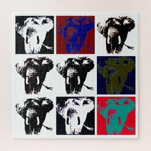 Illustratie pop Art Elephant Retro Legpuzzel (Verticaal)