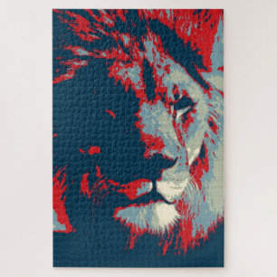 Illustratie pop Art Lion Legpuzzel