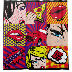 Illustratie pop Kaart, kunst, komiek, pop, ret Douchegordijn