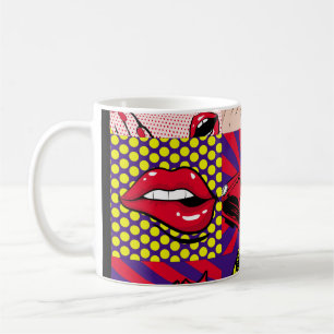 Illustratie pop Kaart, kunst, komiek, pop, ret Koffiemok