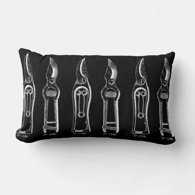  ILLUSTRATIE Pruners Black White Pillow Kussen (Voorkant)
