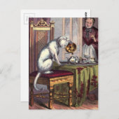 illustratie: Puss Making tea Briefkaart (Voorkant / Achterkant)