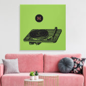 Illustratie Record speler DJ Monogram C Canvas Afdruk (Insitu (Woonkamer))
