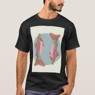 Illustratie regenboogforelvis t-shirt