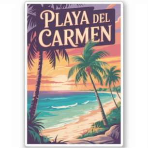 Illustratie Reis Kunst Playa del Carmen Vintage Sticker