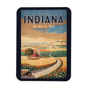 Illustratie Reis Kunst Retro Platteland van Indian Magneet