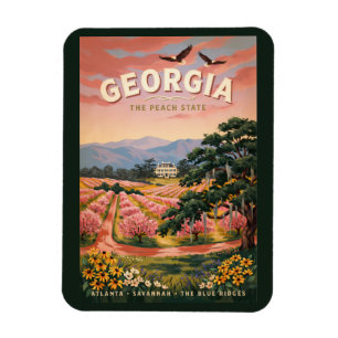 Illustratie Reis Kunst Vintage Georgië Land Magneet