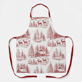 Illustratie Rendieren en Huizen Winter Schort (Voorkant)