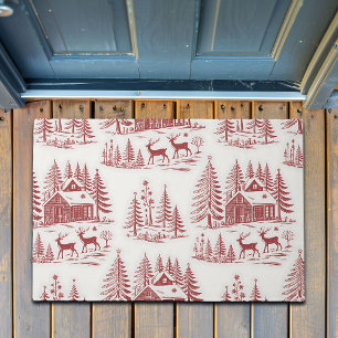 Illustratie rendieren en huizen winter vintage deurmat