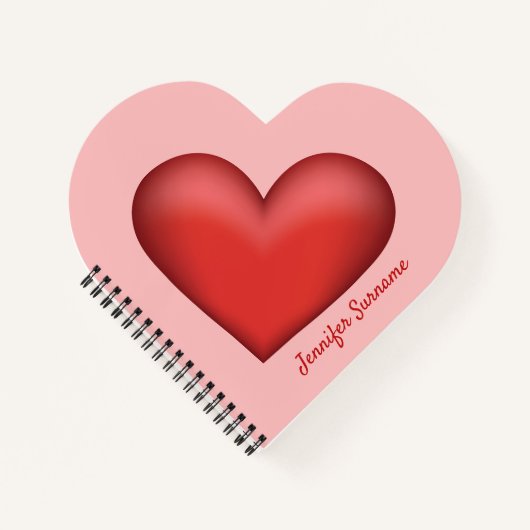 Illustratie rode hartvorm met aangepaste tekst notitieboek (Voorkant)