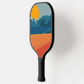 Illustratie rood blauw van het berglandschap van R Pickleball Paddle (Links)