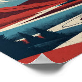 Illustratie rood blauw van het berglandschap van R Poster (Hoek)