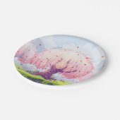 Illustratie roze bomen papieren bordje (Gekanteld)