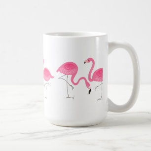 Illustratie roze flamingos koffiemok