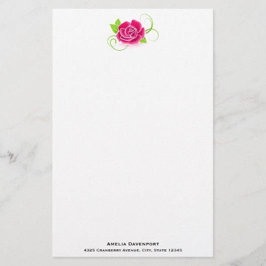 Illustratie roze Rose Briefpapier (Voorkant)