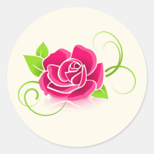 Illustratie roze Rose Ronde Sticker