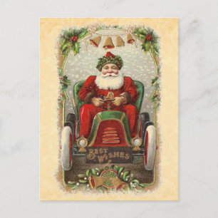 illustratie Santa in Antiek auto A01 Feestdagenkaart