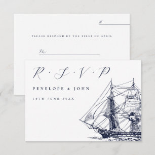 Illustratie Scheepshuwelijk Script Trouwdag RSVP Kaartje