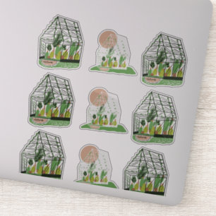 Illustratie Set Sticker Cute Plant Broeikas