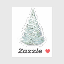 Illustratie sneeuwbedekking sparren sticker