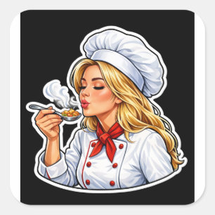 Illustratie Sticker Vrouwelijke Chef