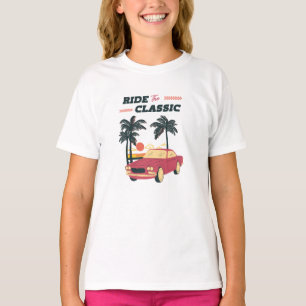 Illustratie strand retro oldtimer t-shirt