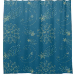 illustratie Sun Moon Stars Douchegordijn