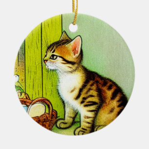 Illustratie tabby Cat Keramisch Ornament
