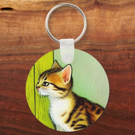 Illustratie tabby Cat Sleutelhanger (Voorkant)