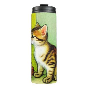 Illustratie tabby Cat Thermosbeker
