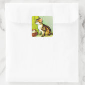 Illustratie  tabby Cat Vierkante Sticker (Tas)