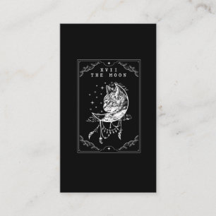 Illustratie Tarot Card Moon and Cat Crescent Visitekaartje