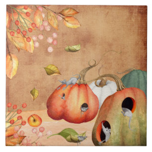Illustratie Thanksgiving muizen Tegeltje