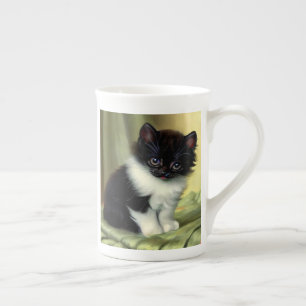 illustratie Tuxedo Kitten Porselein Kop