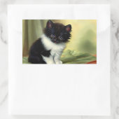  illustratie Tuxedo Kitten Rechthoekige Sticker (Tas)