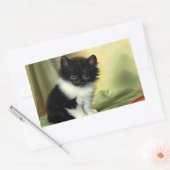  illustratie Tuxedo Kitten Rechthoekige Sticker (Envelop)