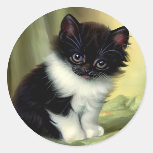 illustratie Tuxedo Kitten Ronde Sticker (Voorkant)
