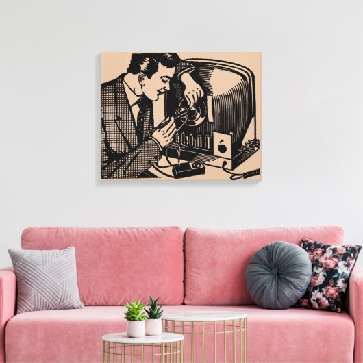 illustratie tv-reparateur Canvas afdrukken (Insitu (Woonkamer))