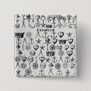 Illustratie uit boek 9 vierkante button 5,1 cm