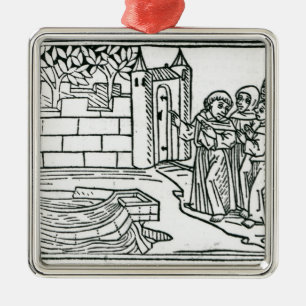 Illustratie uit "De reis van St. Brendan" Metalen Ornament
