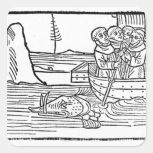 Illustratie uit "De reis van St. Brendan" Vierkante Sticker